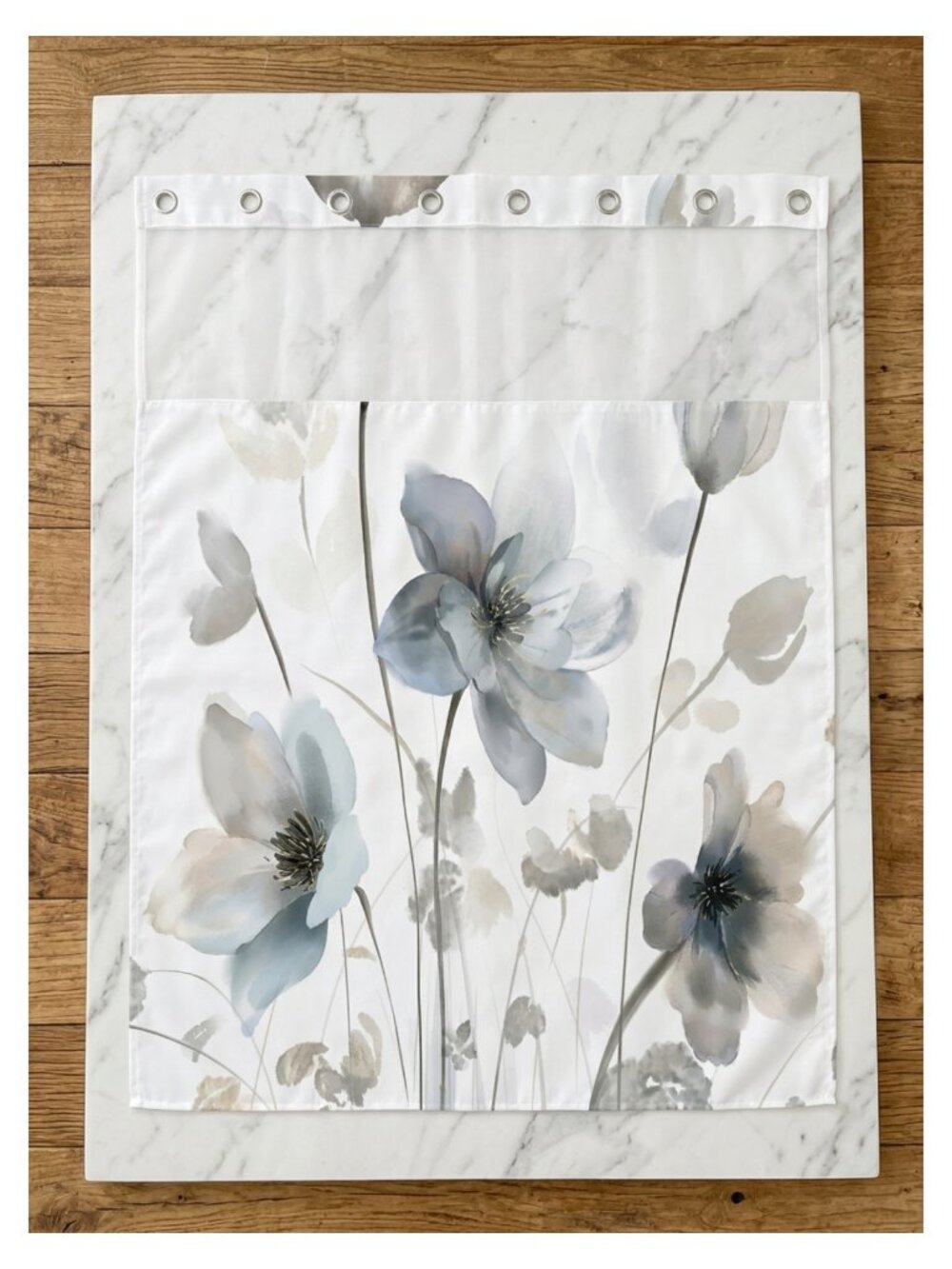 No Hook Shower Curtain Liner Set Boho Floral Sheer Window Waterproof 71x74